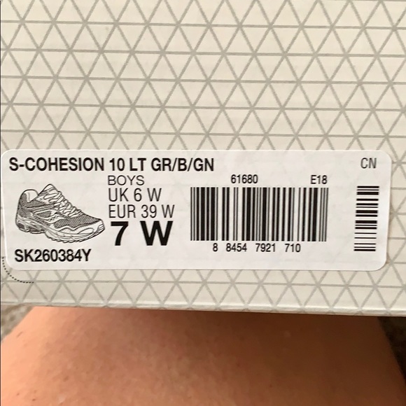 Boys 7W Saucony S-Cohesion Blue/Green shoe - Picture 6 of 6